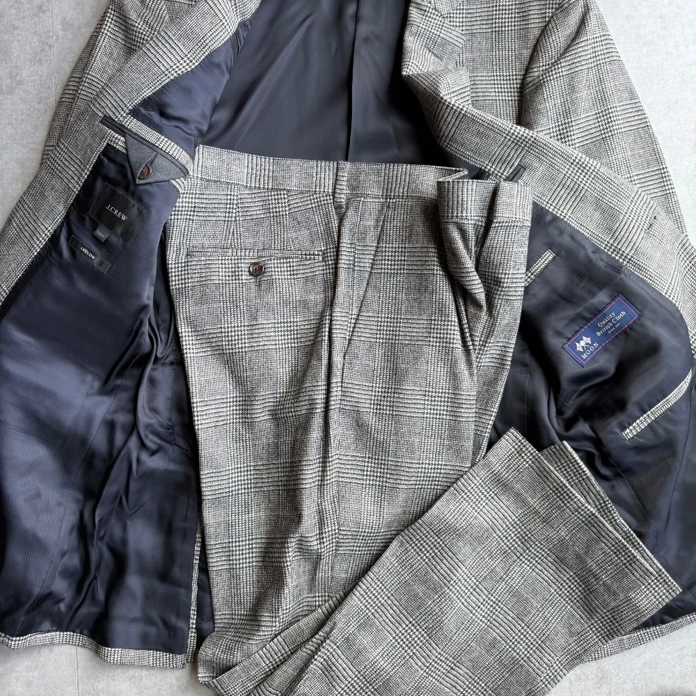 J Crew Ludlow Prince of Wales Abraham Moon wool blend, 38R suit + trousers - Picture 2 of 16